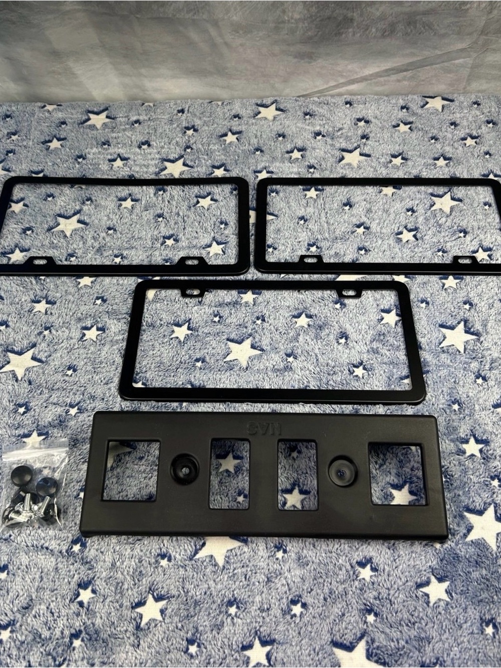Universal Black Triple License Plate Frame Mount with Hardware